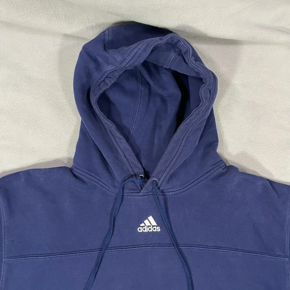 Vintage Y2K Adidas Center Logo Hoodie Men's Size Large Embroidered Pullover